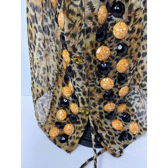 Have Faith Swimwear Leopard Print Coverup, Beaded Rhinestones Details Small - Picture 12 of 14